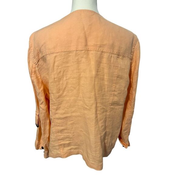 Chicos Size 3 Womens 100%‎ Linen Cardigan Jacket Tech Style Casual Resort - Picture 2 of 7